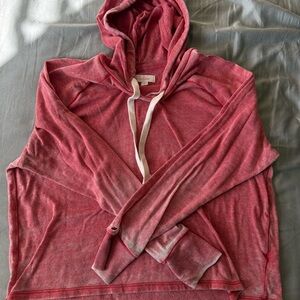 Red Washed-Out Lightweight Crop Sweatshirt